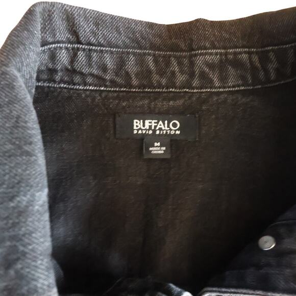 Buffalo David Bitton Black Denim Jacket Distressed Rodeo Western Cowgirl Size M - Picture 2 of 12